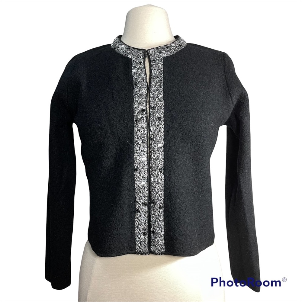 NWOT black boiled wool sweater jacket size S